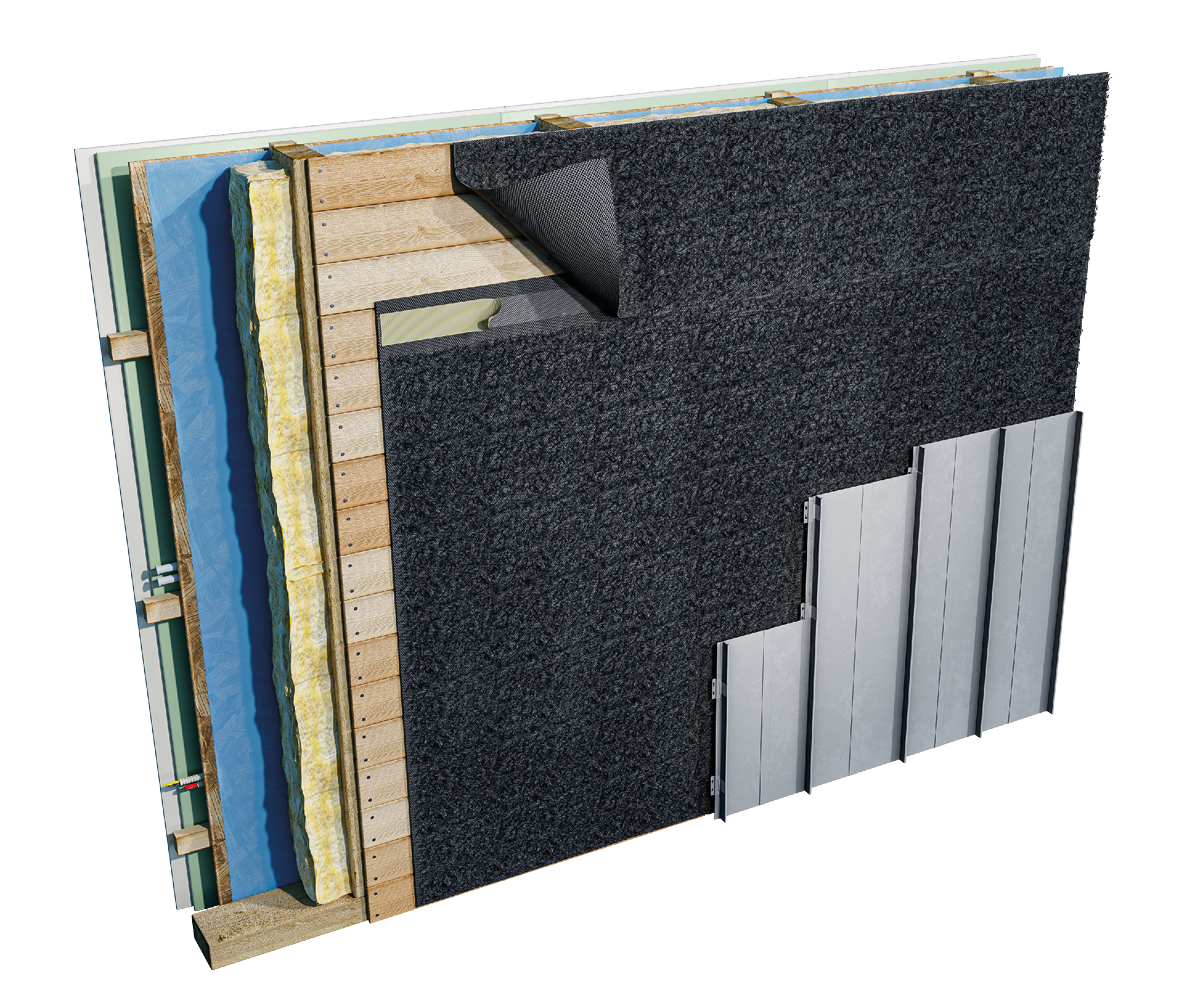 Eurovent® METALLIC - montaz warstwy drenazowej, wentylacyjnej i separacyjnej pod fasadą z blachy plaskiej na rabek stojacy