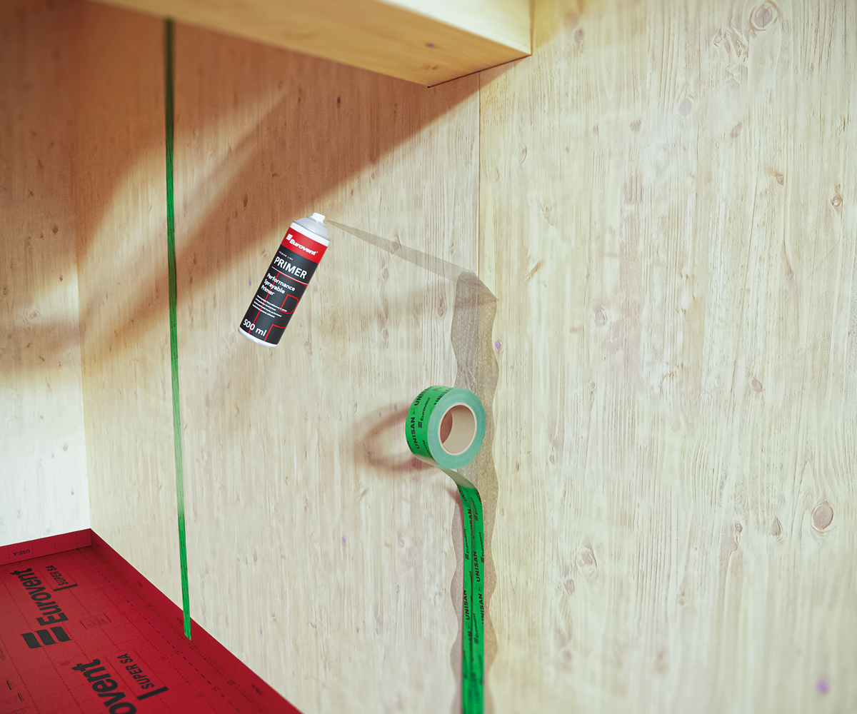 Zwiększanie przyczepności taśm klejących na ścianie CLT