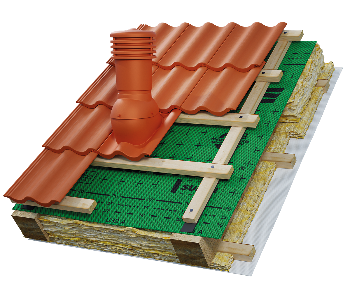 Eurovent® VENTOS X PLUS C zastosowanieProdukty systemowe  Aby zapewnić maksymalną wydajność wentylacji oraz szczelność połączeń dachowych, Eurovent® VENTOS X PLUS C warto stosować w komplecie z:  akcesoriami montażowymi systemu Eurovent®, takimi jak FLEX X, FLEXOS X oraz SEAL EPDM, które gwarantują trwałe i szczelne połączenie kominka wentylacyjnego z pokryciem dachowym;  membranami dachowymi wysokoparoprzepuszczalnymi Eurovent®, które wspierają właściwą wentylację połaci dachowej i chronią konstrukcję prze