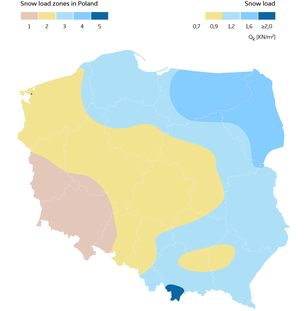 Snow load zones in Poland