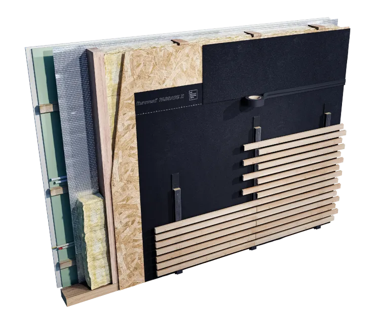 Eurovent® FASSADE X - system elewacji wentylowanej z otwartymi szczelinami, przekroj, montaz