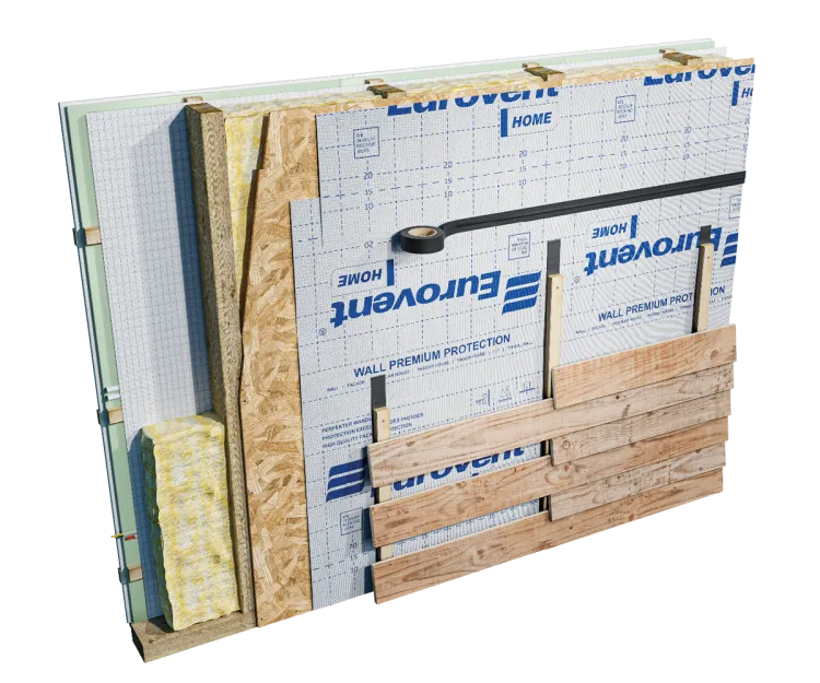 Eurovent® HOME - montaz wiatroizolacji na scianie szkieletwoej, elewacja zamknieta wentylowana