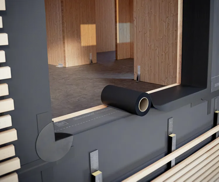 Eurovent® UNO COLD UV - uszczelnienie otworu okiennego w budynku prefabrykowanym clt