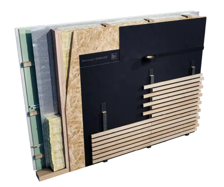 Eurovent® FASSADE - system elewacji wentylowanej z otwartymi szczelinami, przekroj, montaz