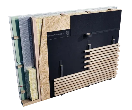 Eurovent® FASSADE X - system elewacji wentylowanej z otwartymi szczelinami, przekroj, montaz