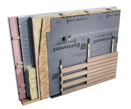 Eurovent® WALL PROTECT 3 - montaz wiatroizolacji na scianie szkieletwoej, elewacja zamknieta wentylowana