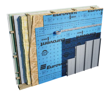 Eurovent® MATT - montaz warstwy drenazowej, wentylacyjnej i separacyjnej pod fasadą z blachy plaskiej na rabek stojacy