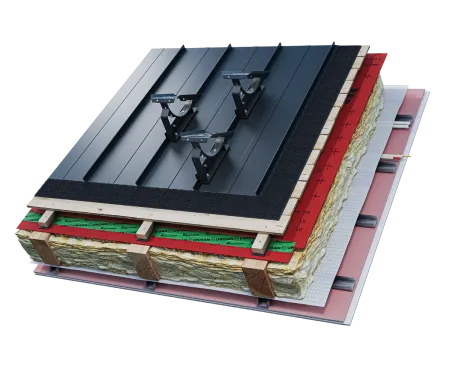 Eurovent® STEP SET METAL FLAT - montaz komunikacji dachowej na dachu z blachy plaskiej na rabek stojacy